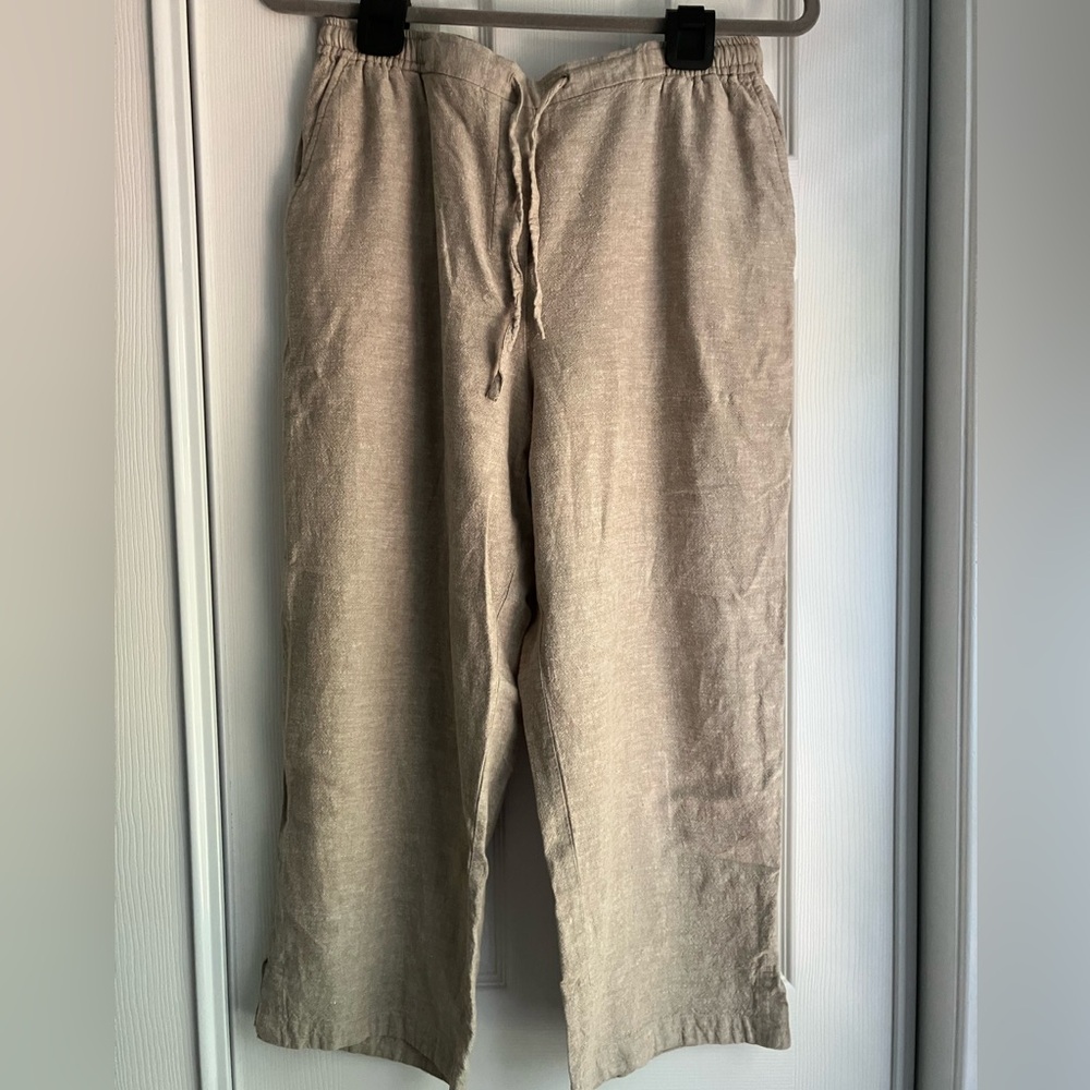 SAG HARBOR Linen Rayon pull on pants cropped coastal Beachy baggy lightweight M